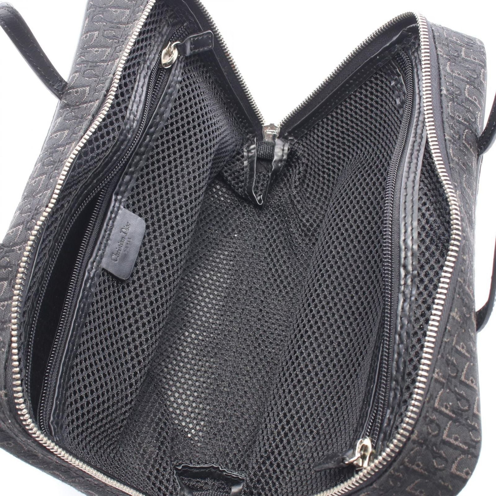 Dior Handbag Street Chic Trotter Black Canvas Leather