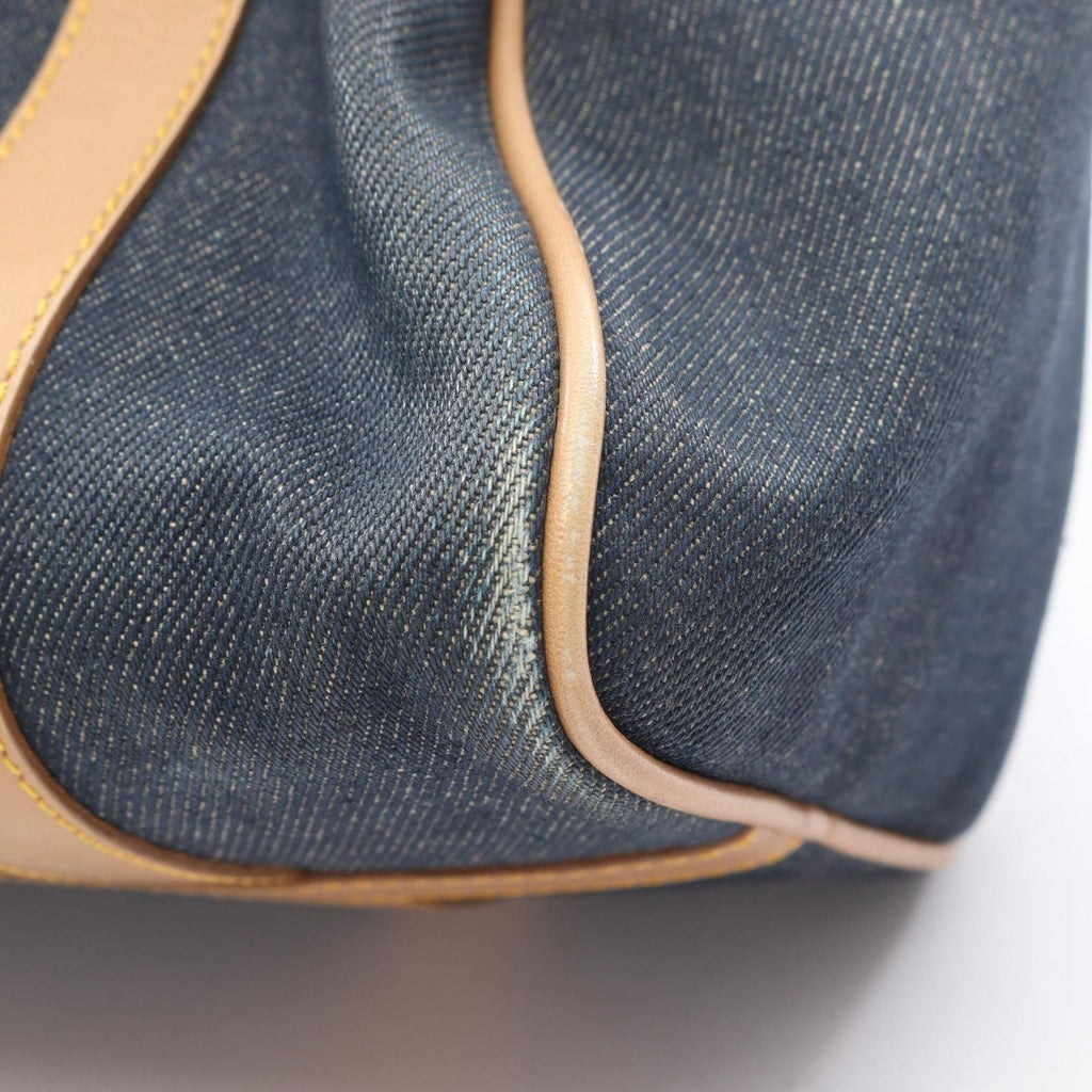 Dior Handbag Mini Boston Blue Denim Leather