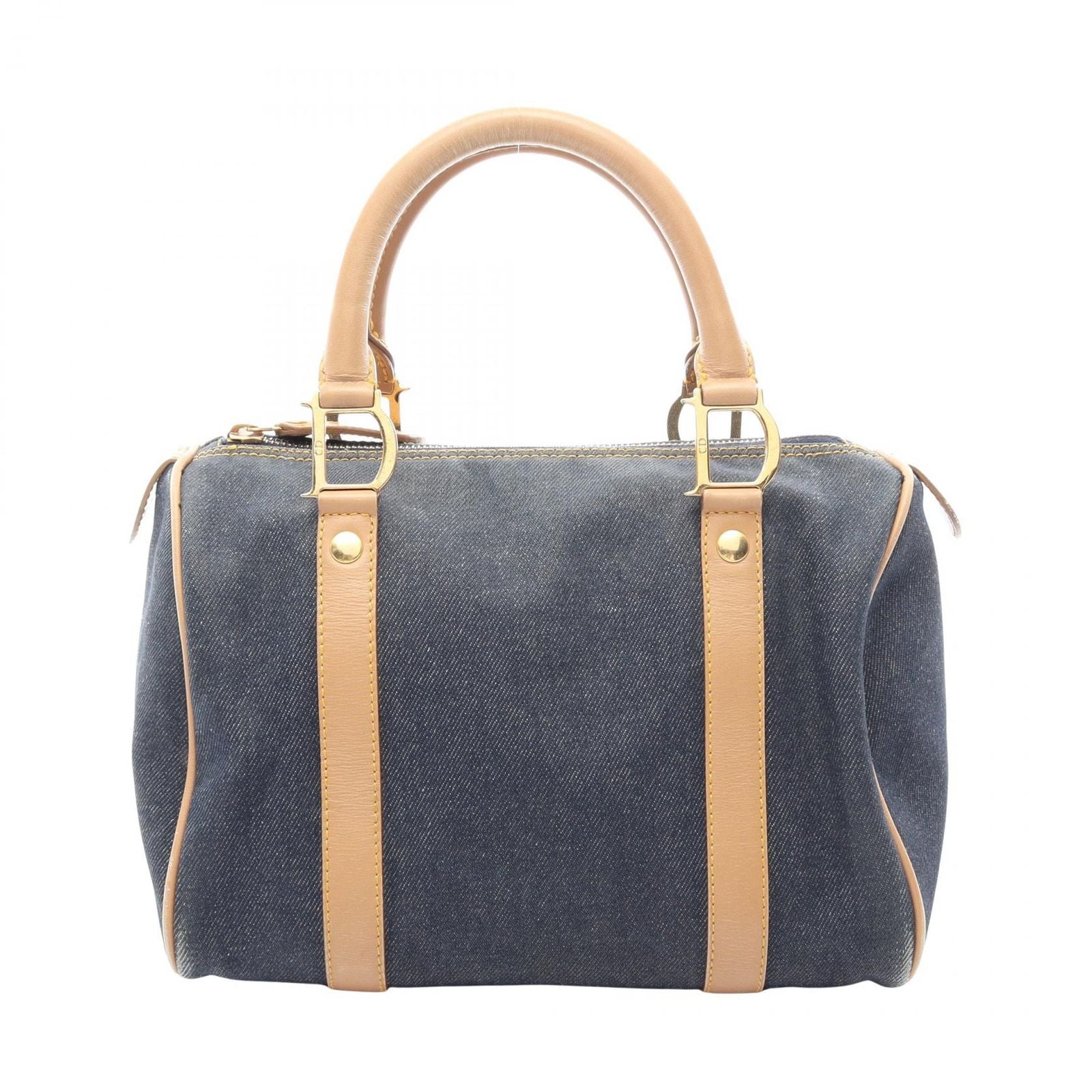 Dior Handbag Mini Boston Blue Denim Leather