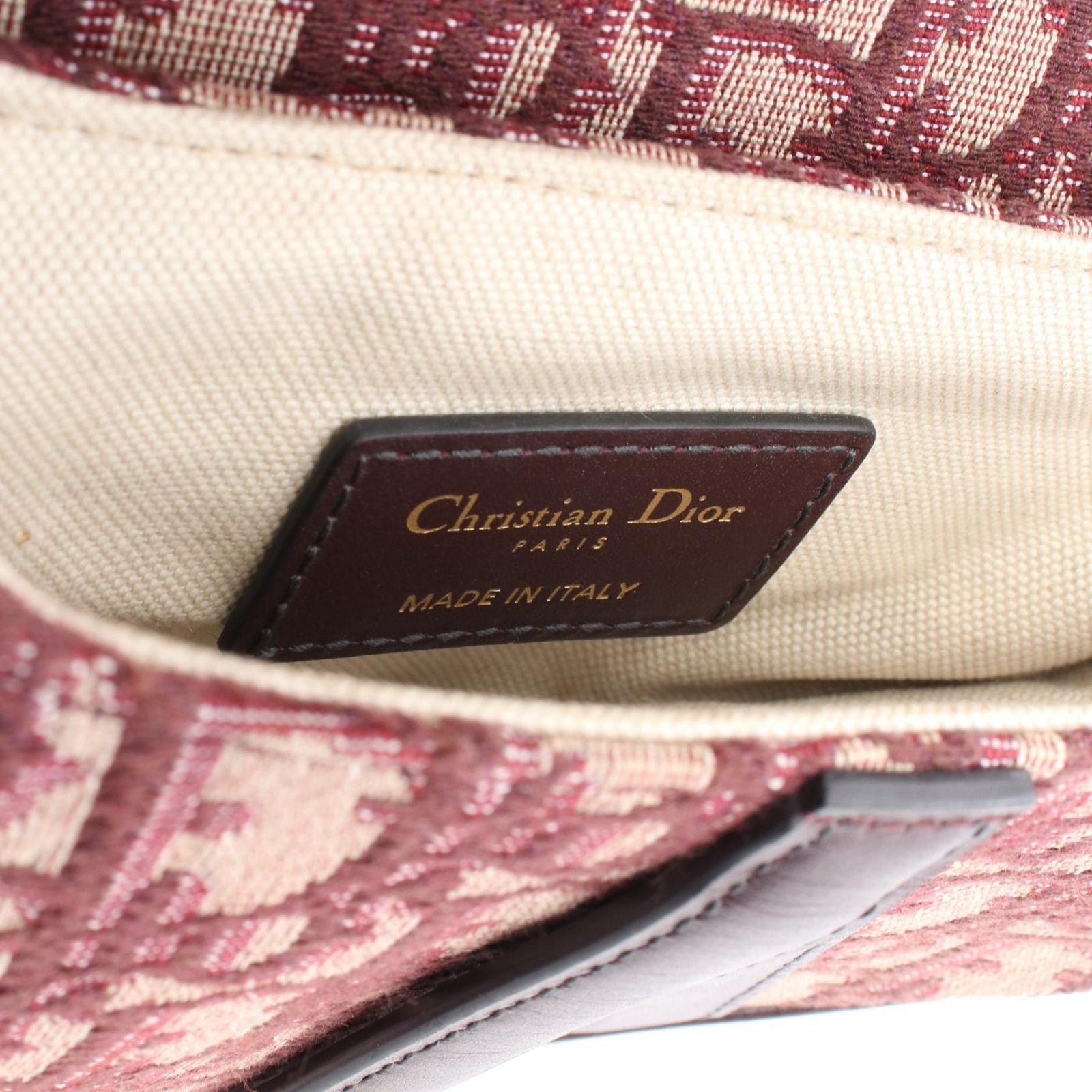 Dior Handbag Saddle Oblique Bordeaux Canvas Leather Bag Mini