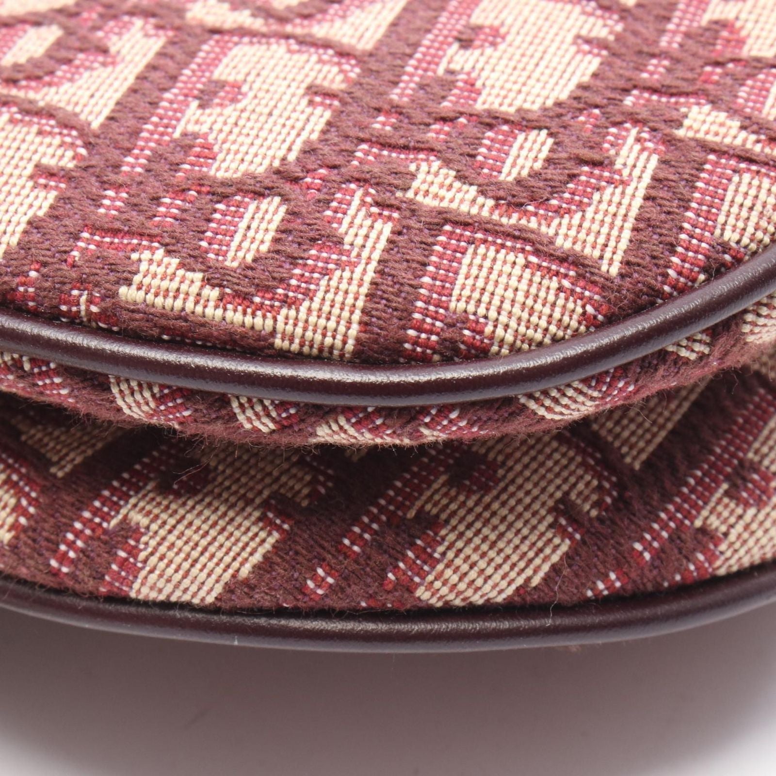 Dior Handbag Saddle Oblique Bordeaux Canvas Leather Bag Mini