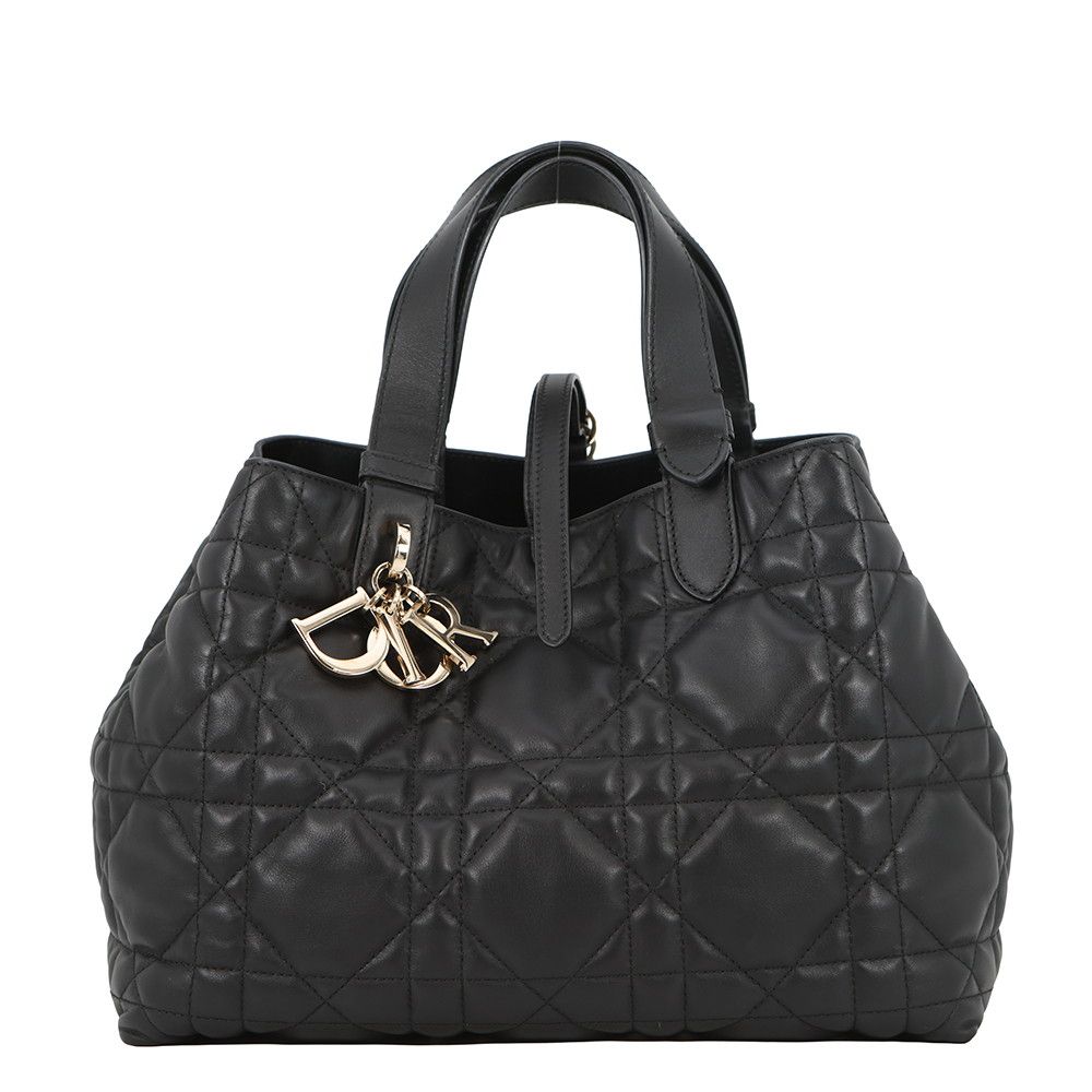 Dior Handbag Macro Cannage Toujour Leather Black