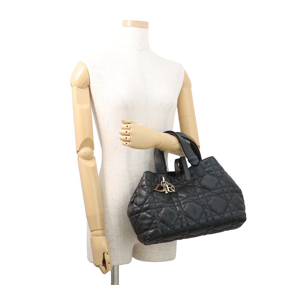 Dior Handbag Macro Cannage Toujour Leather Black