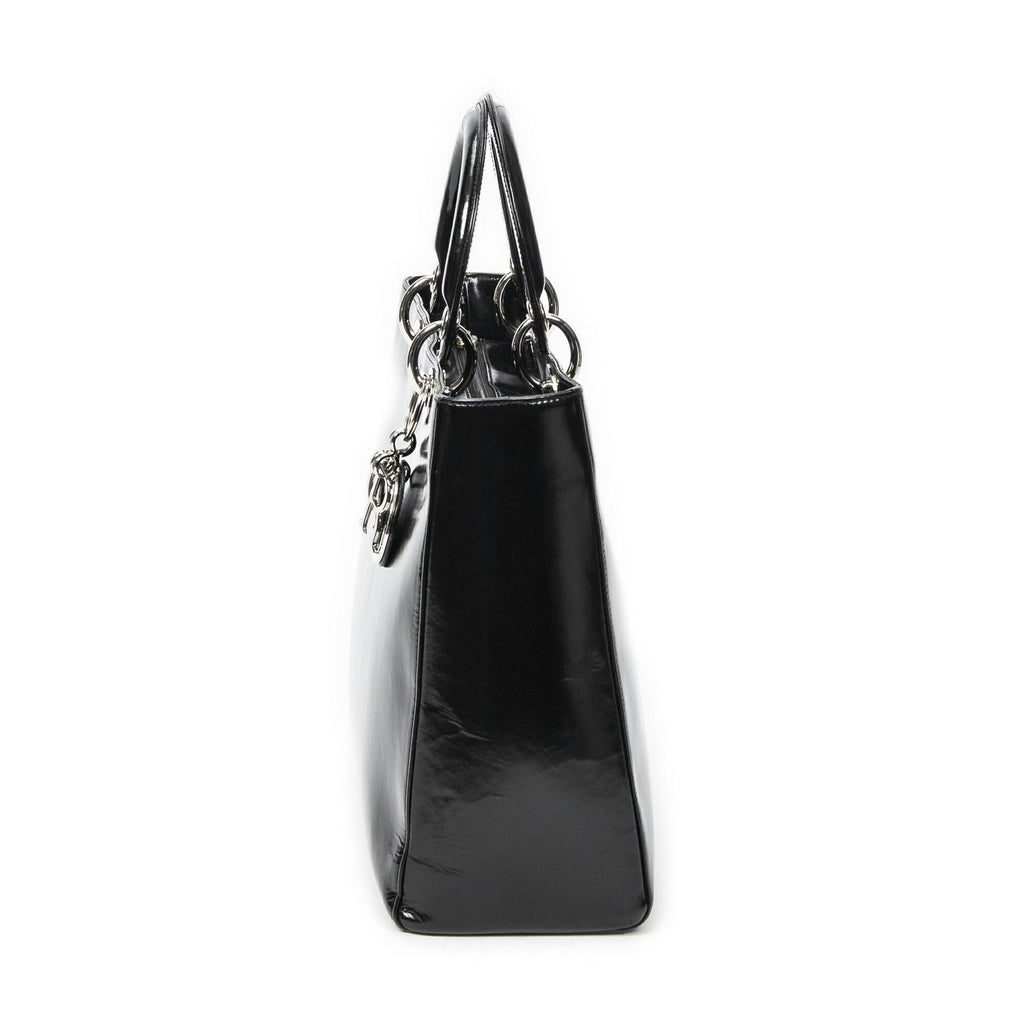 Dior Lady Dior Zip Black Smooth Leather Handbag
