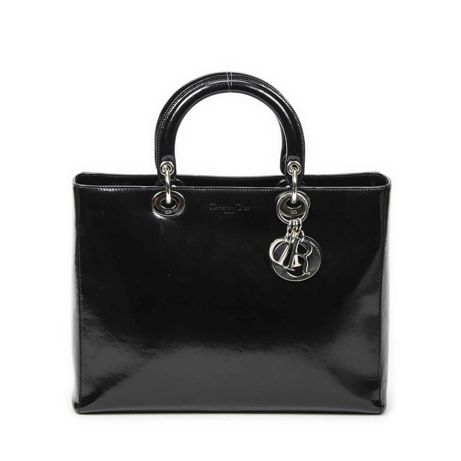 Dior Lady Dior Zip Black Smooth Leather Handbag
