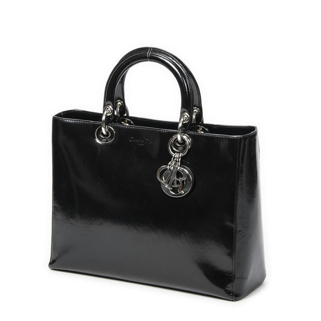 Dior Lady Dior Zip Black Smooth Leather Handbag