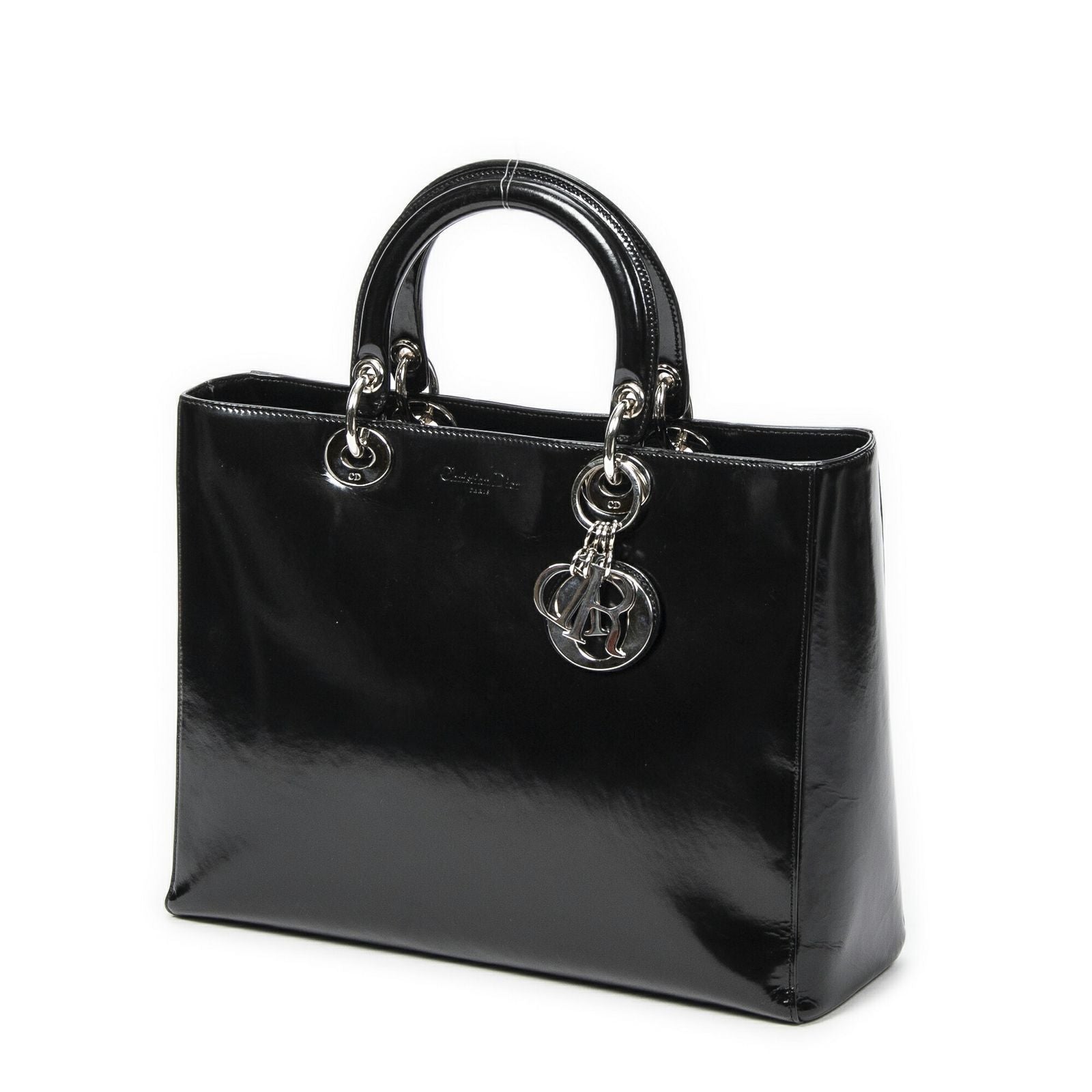 Dior Lady Dior Zip Black Smooth Leather Handbag