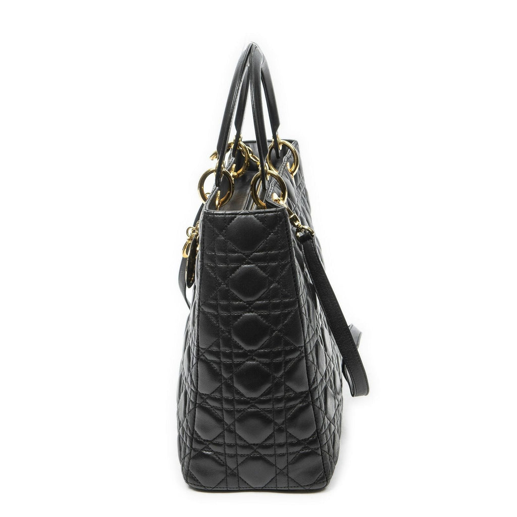 Dior Large Lady Dior Zip Black Canada Lambskin Leather Handbag