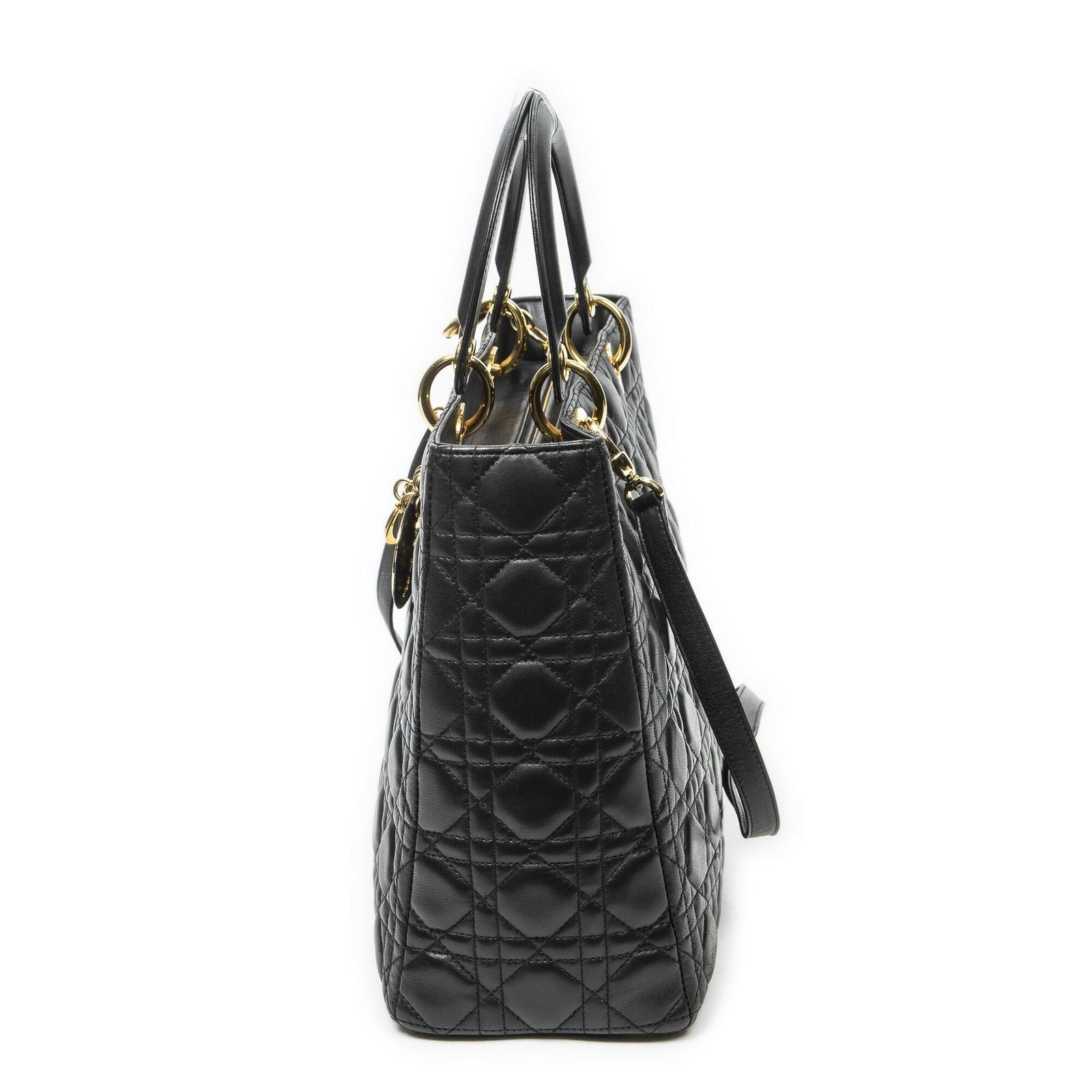 Dior Large Lady Dior Zip Black Canada Lambskin Leather Handbag