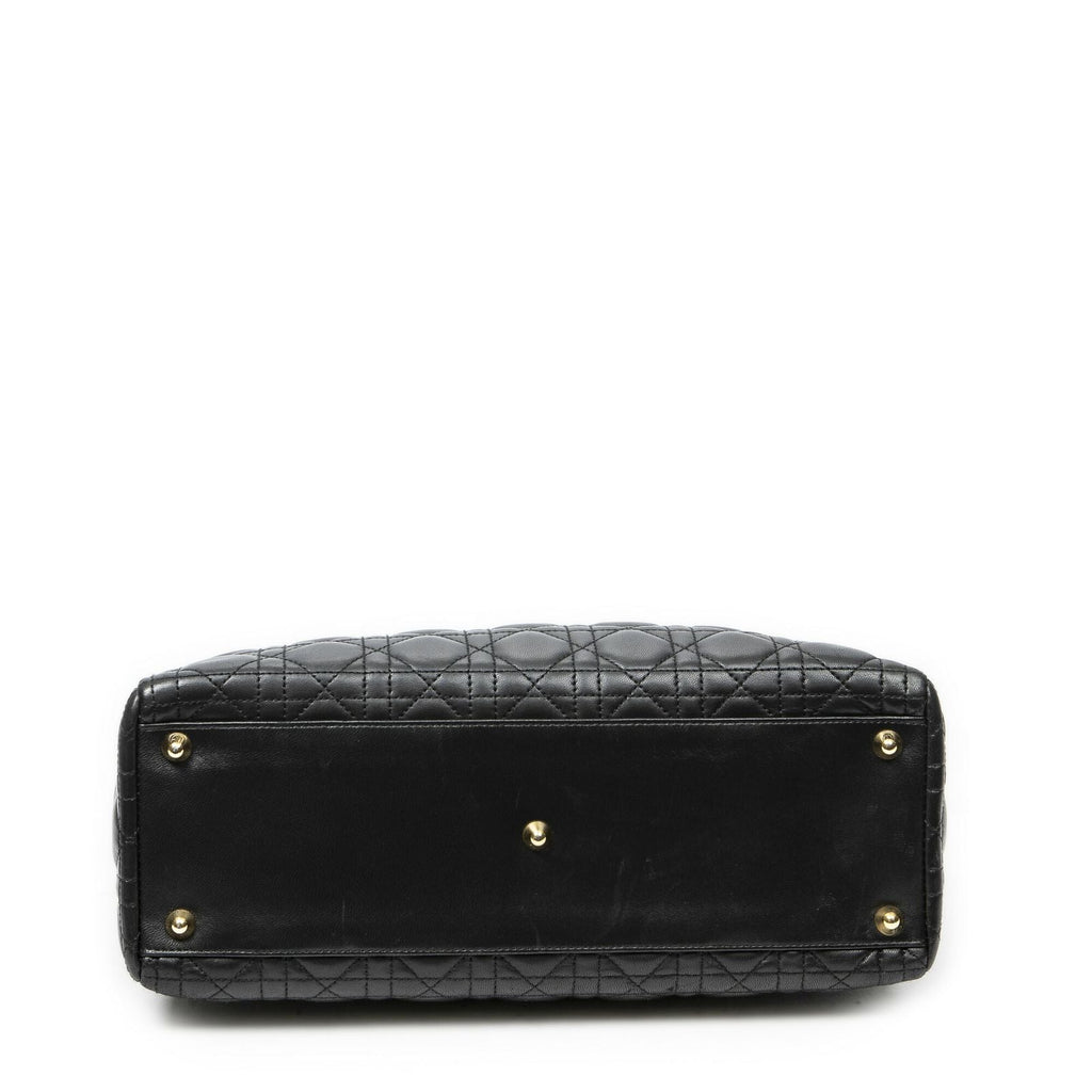 Dior Large Lady Dior Zip Black Canada Lambskin Leather Handbag