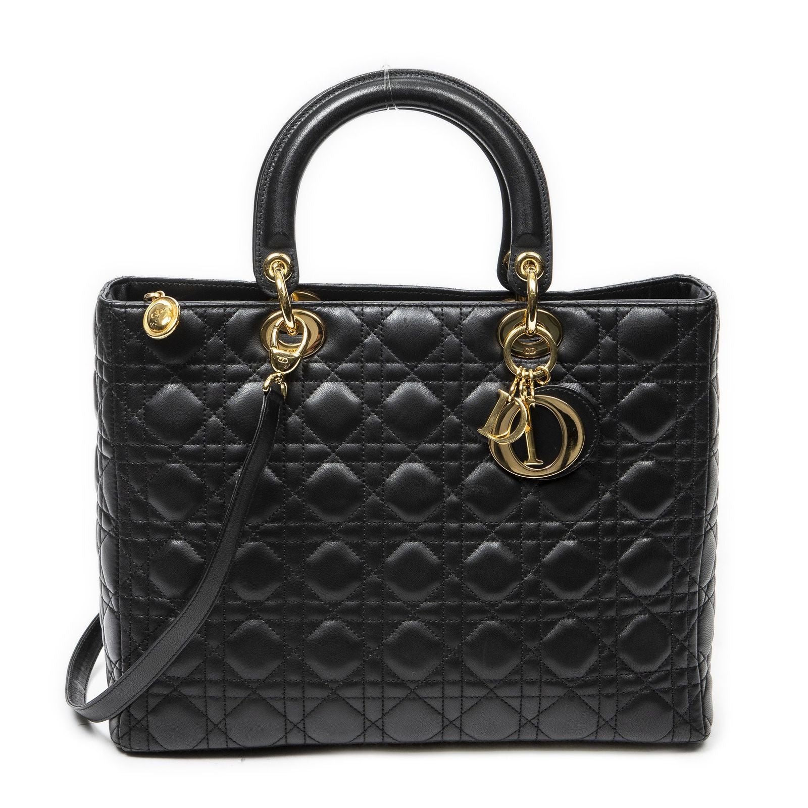 Dior Large Lady Dior Zip Black Canada Lambskin Leather Handbag