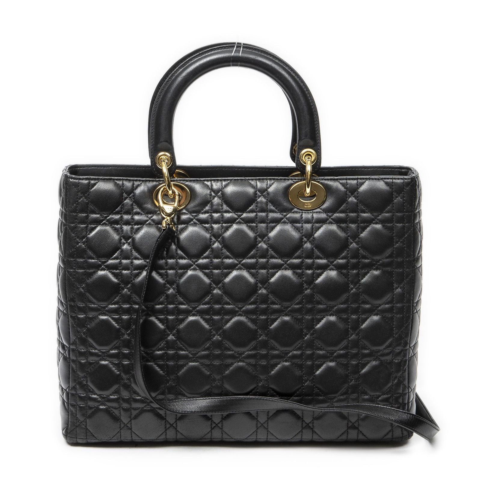 Dior Large Lady Dior Zip Black Canada Lambskin Leather Handbag