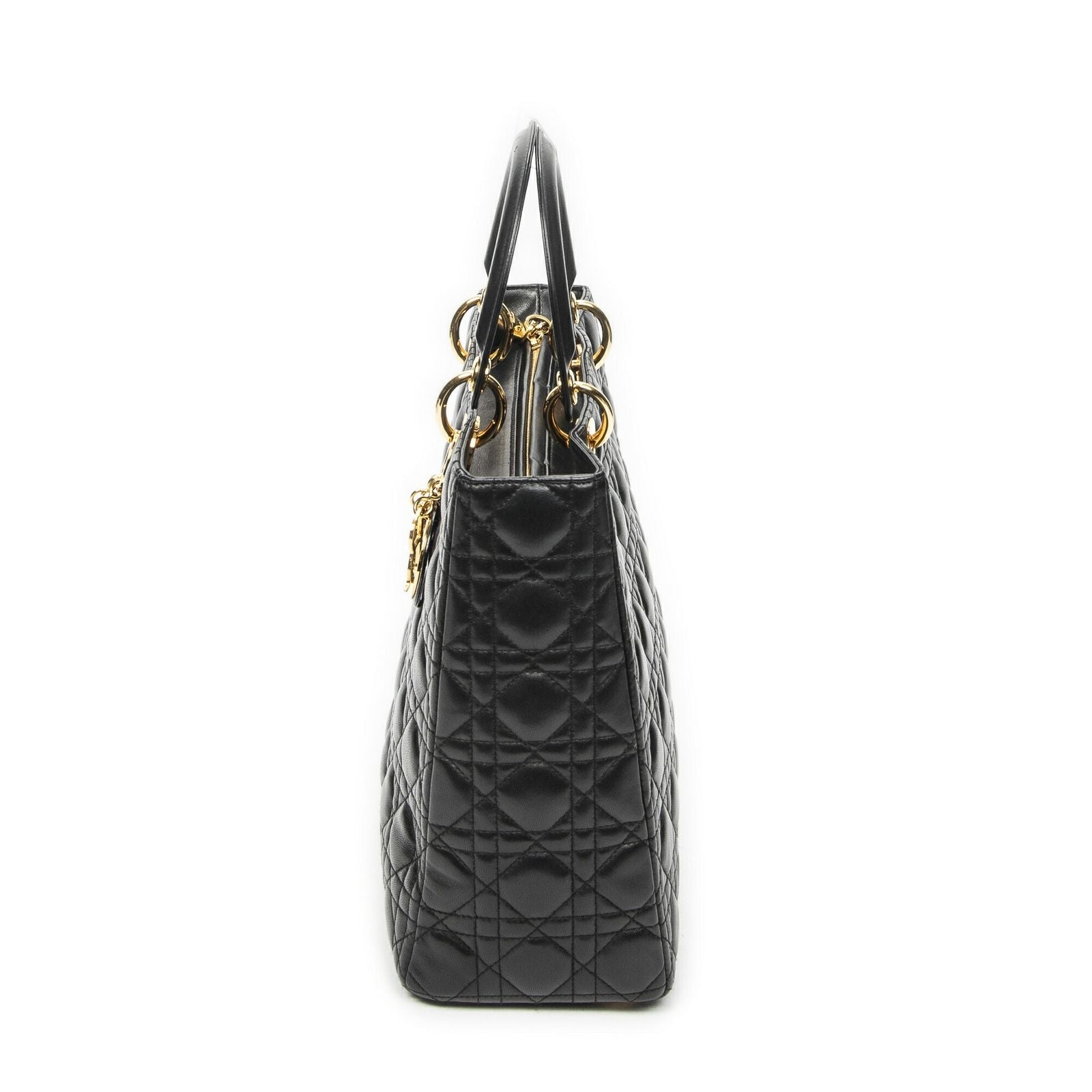 Dior Large Lady Dior Zip Black Canada Lambskin Leather Handbag