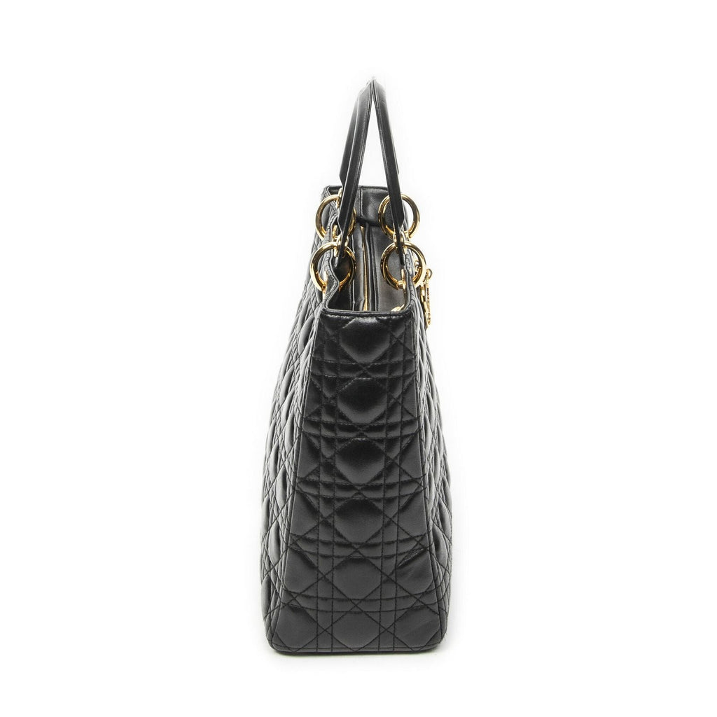 Dior Large Lady Dior Zip Black Canada Lambskin Leather Handbag