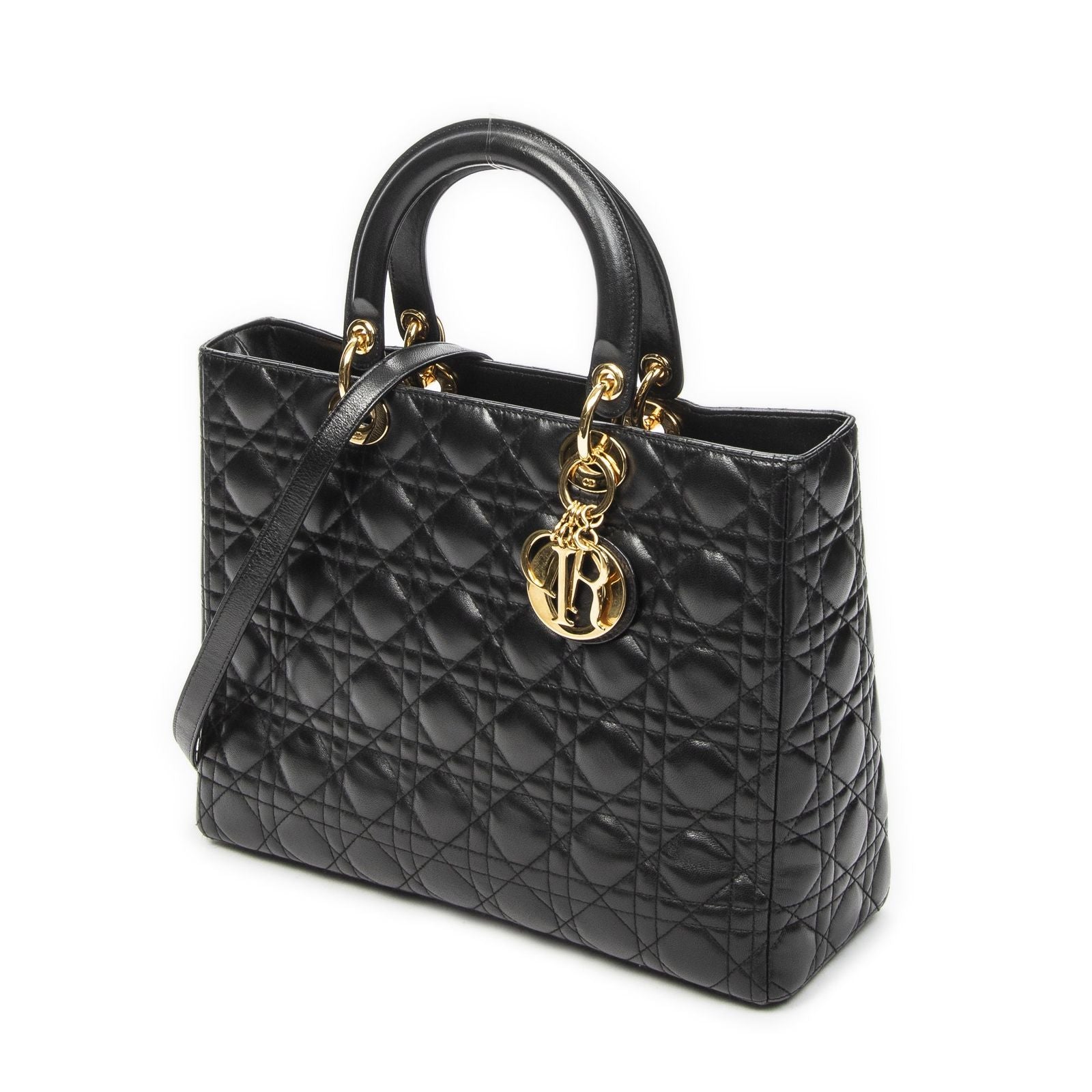 Dior Large Lady Dior Zip Black Canada Lambskin Leather Handbag