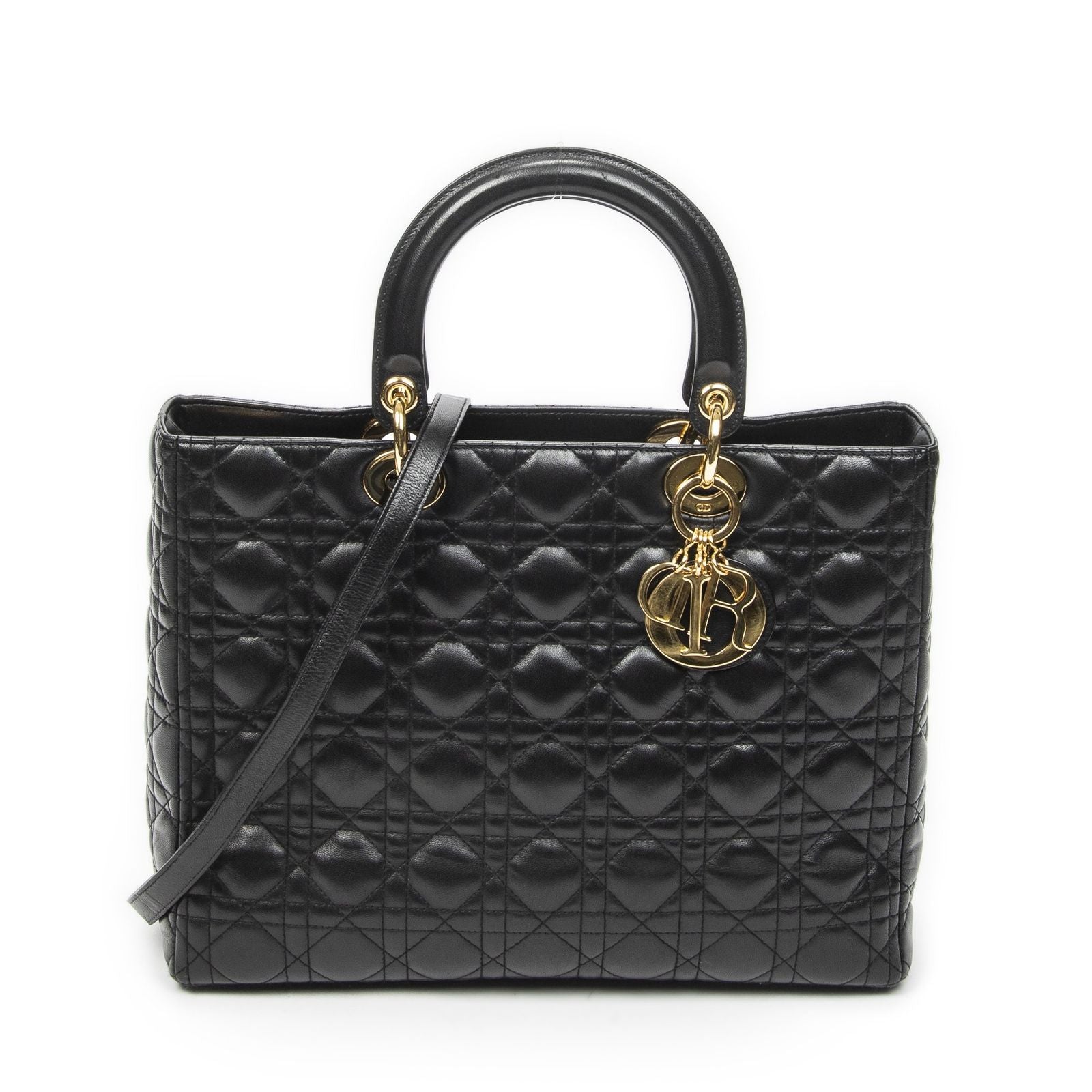 Dior Large Lady Dior Zip Black Canada Lambskin Leather Handbag