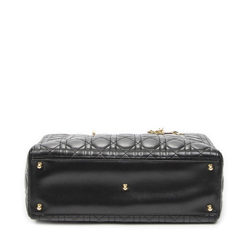 Dior Large Lady Dior Zip Black Canada Lambskin Leather Handbag