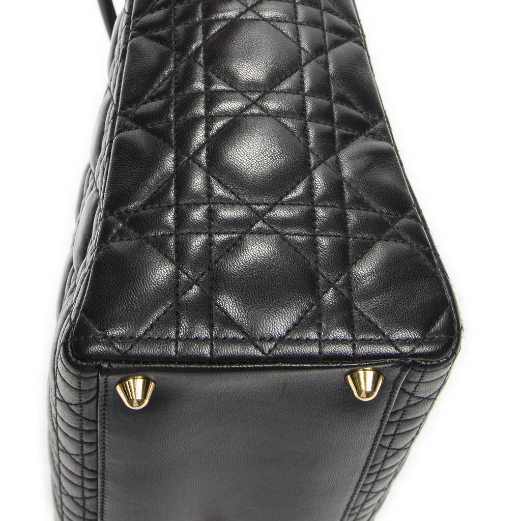 Dior Large Lady Dior Zip Black Canada Lambskin Leather Handbag
