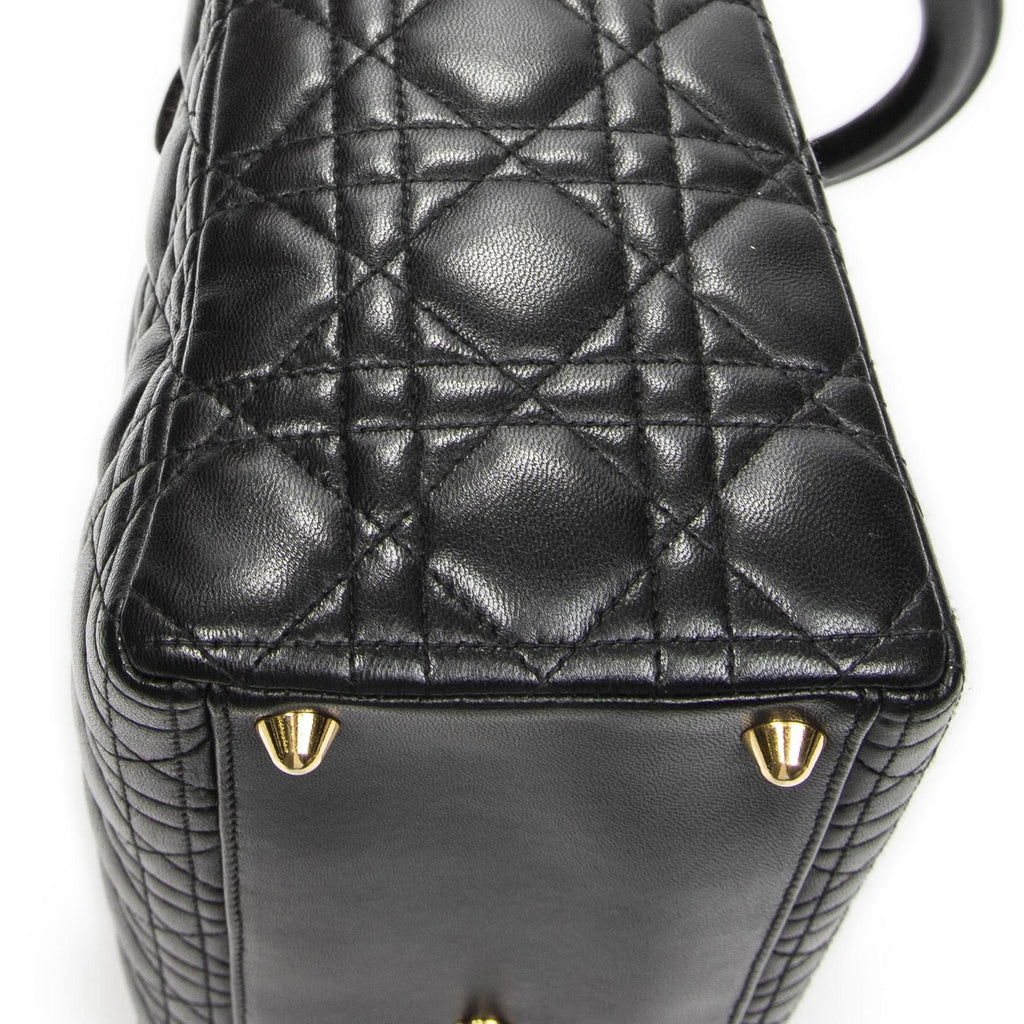 Dior Large Lady Dior Zip Black Canada Lambskin Leather Handbag