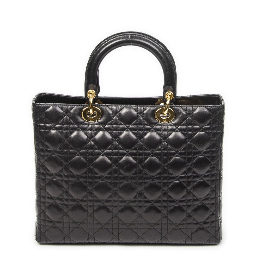Dior Large Lady Dior Zip Black Canada Lambskin Leather Handbag
