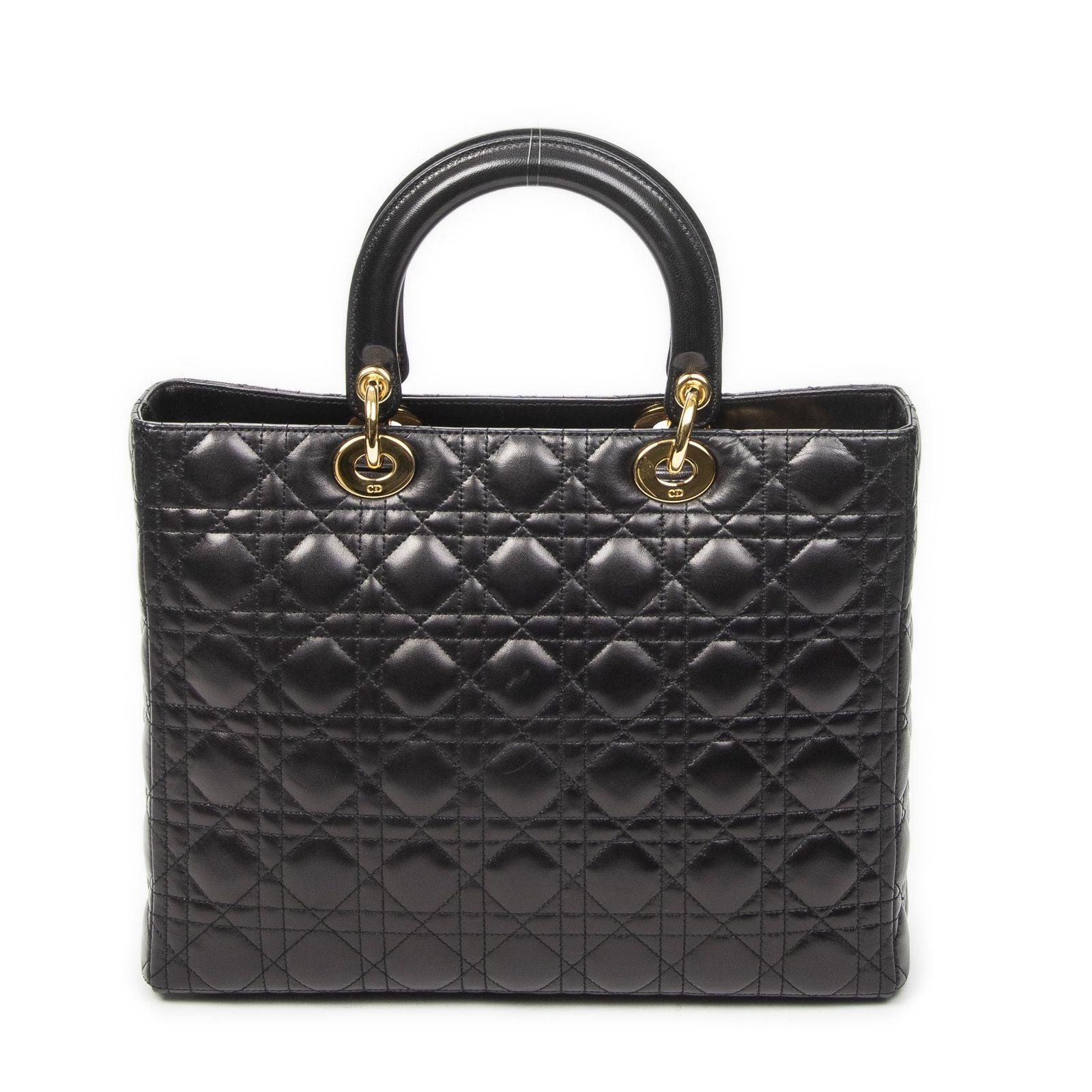 Dior Large Lady Dior Zip Black Canada Lambskin Leather Handbag