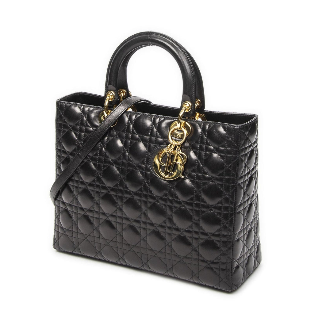 Dior Large Lady Dior Zip Black Canada Lambskin Leather Handbag