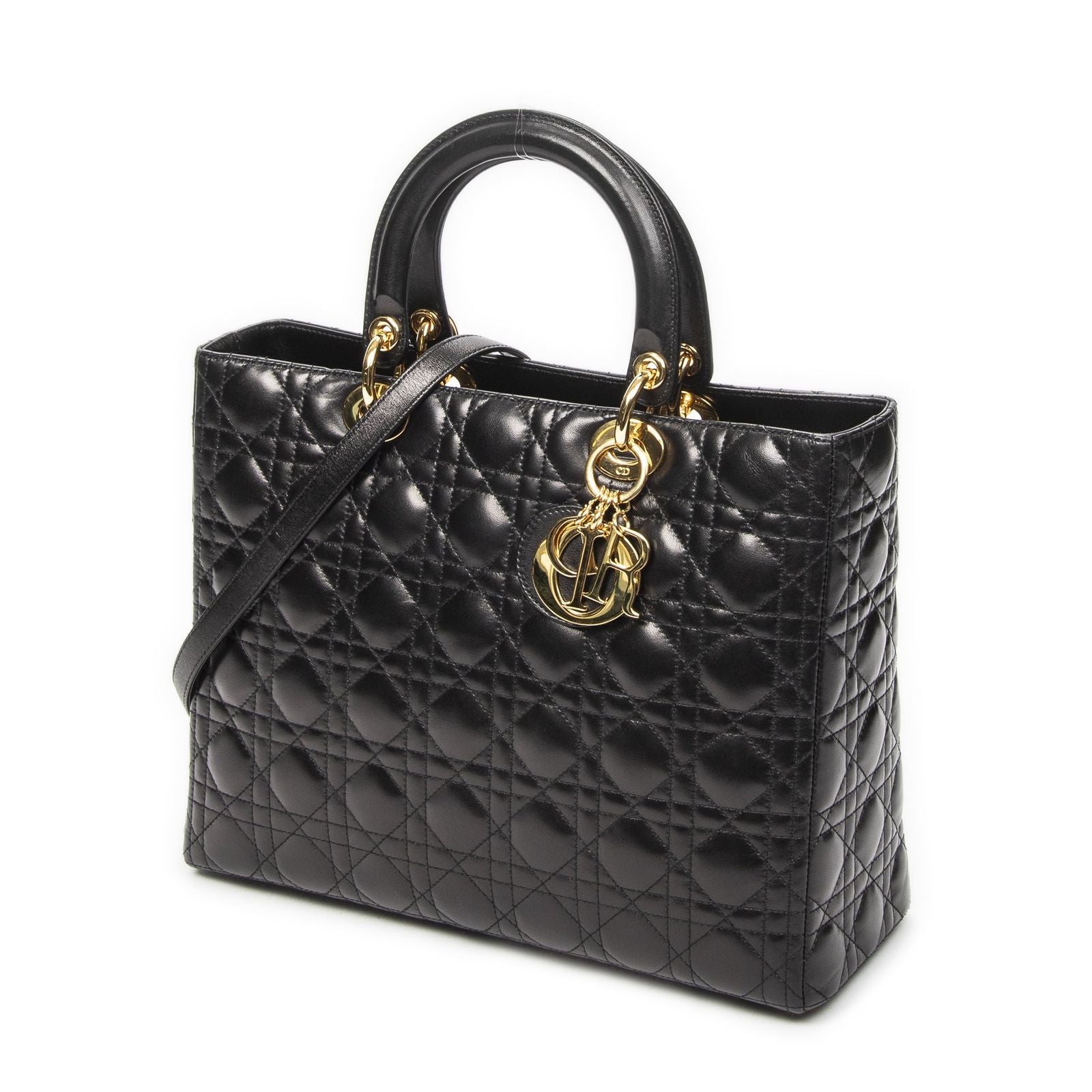 Dior Large Lady Dior Zip Black Canada Lambskin Leather Handbag