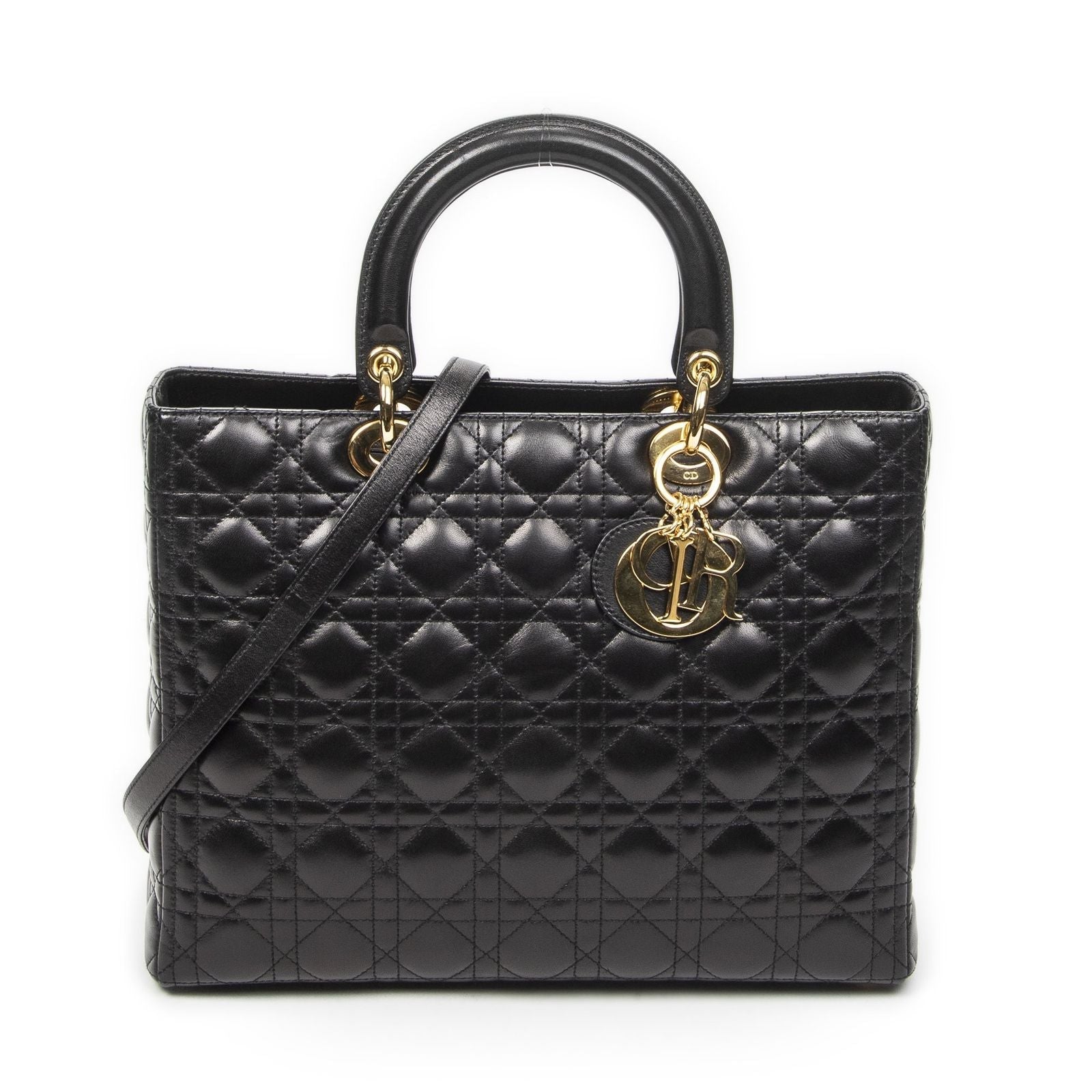 Dior Large Lady Dior Zip Black Canada Lambskin Leather Handbag