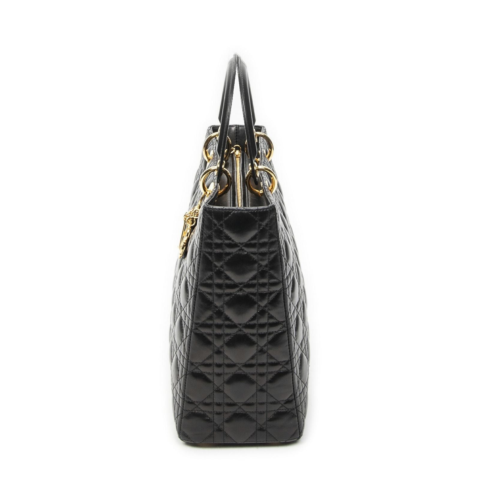 Dior Large Lady Dior Zip Black Canada Lambskin Leather Handbag