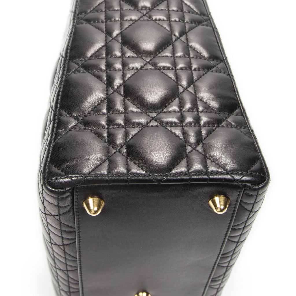 Dior Large Lady Dior Zip Black Canada Lambskin Leather Handbag