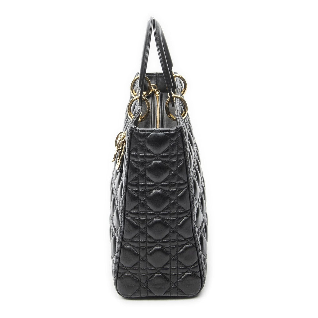 Dior Large Lady Dior Zip Black Canada Lambskin Leather Handbag