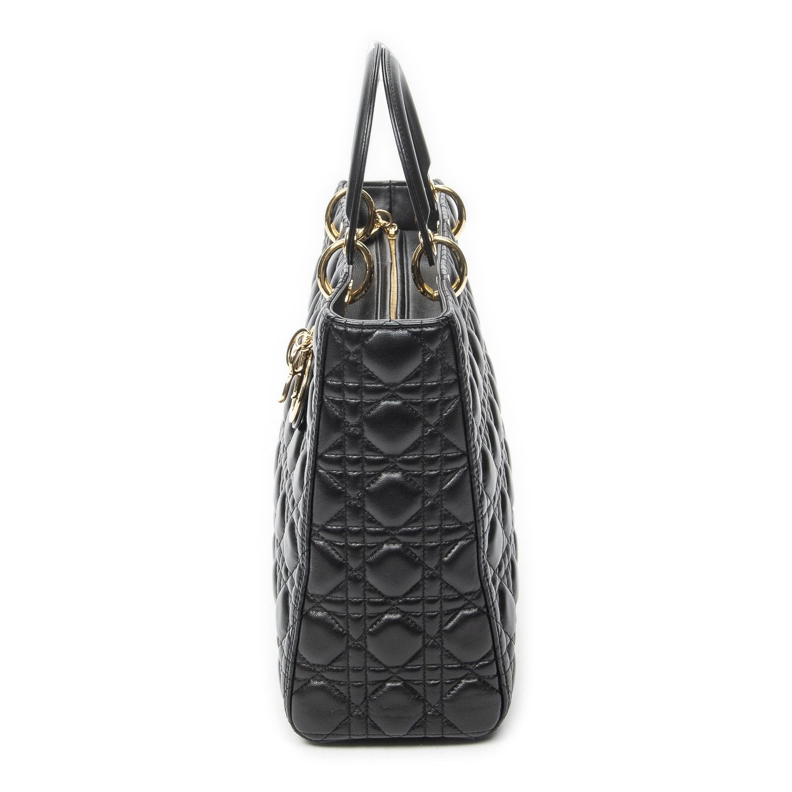 Dior Large Lady Dior Zip Black Canada Lambskin Leather Handbag
