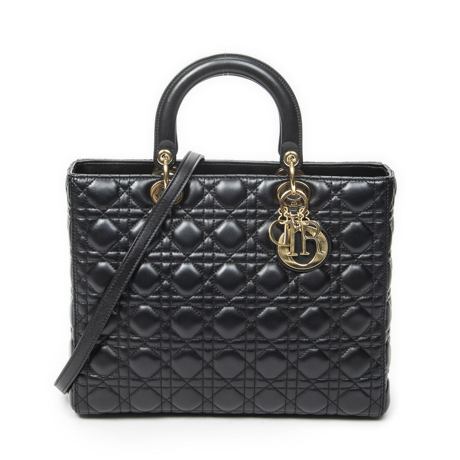 Dior Large Lady Dior Zip Black Canada Lambskin Leather Handbag