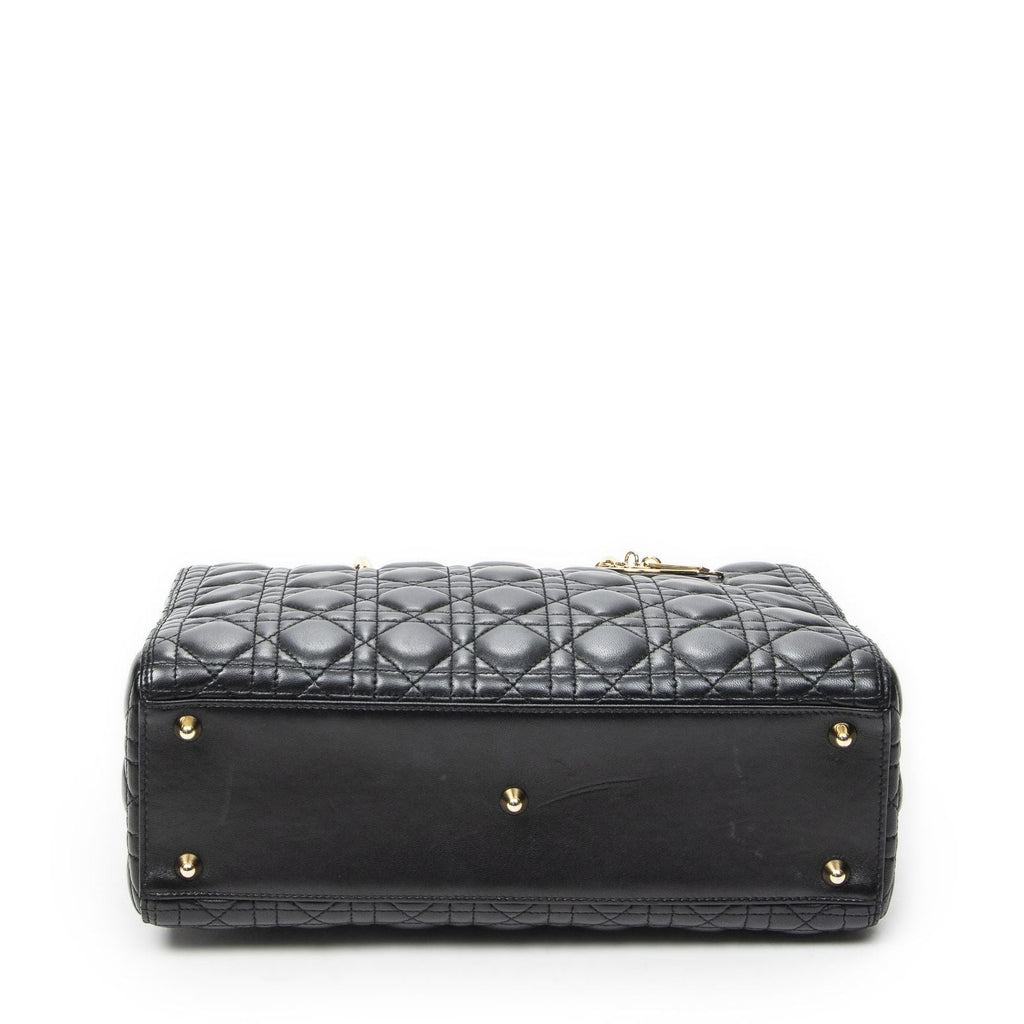 Dior Large Lady Dior Zip Black Canada Lambskin Leather Handbag