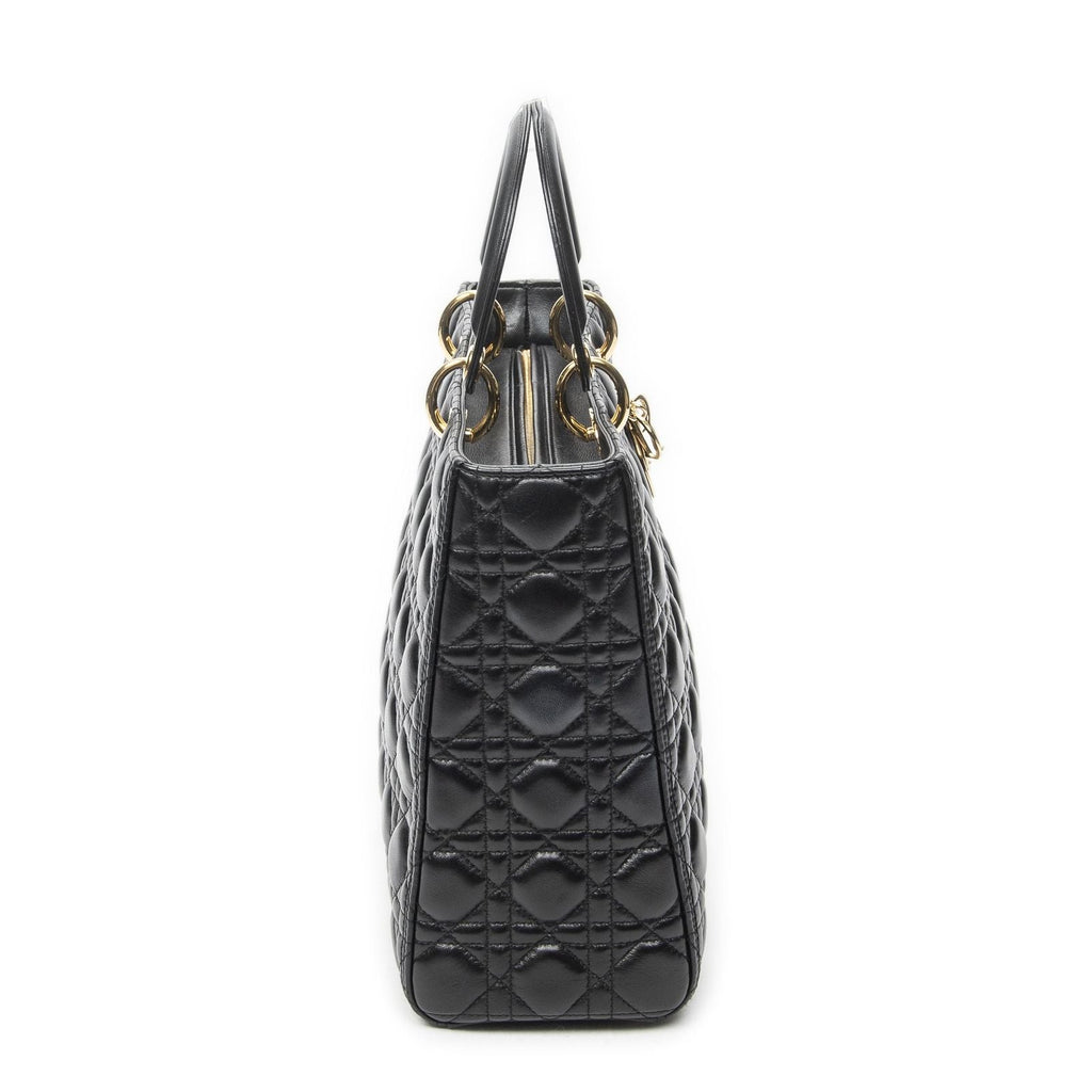 Dior Large Lady Dior Zip Black Canada Lambskin Leather Handbag