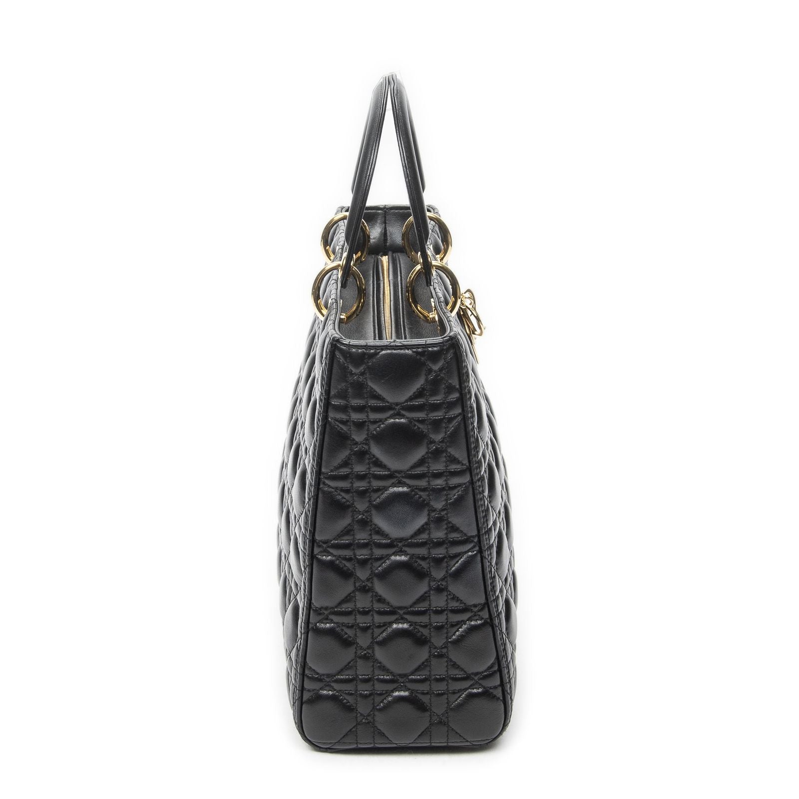 Dior Large Lady Dior Zip Black Canada Lambskin Leather Handbag