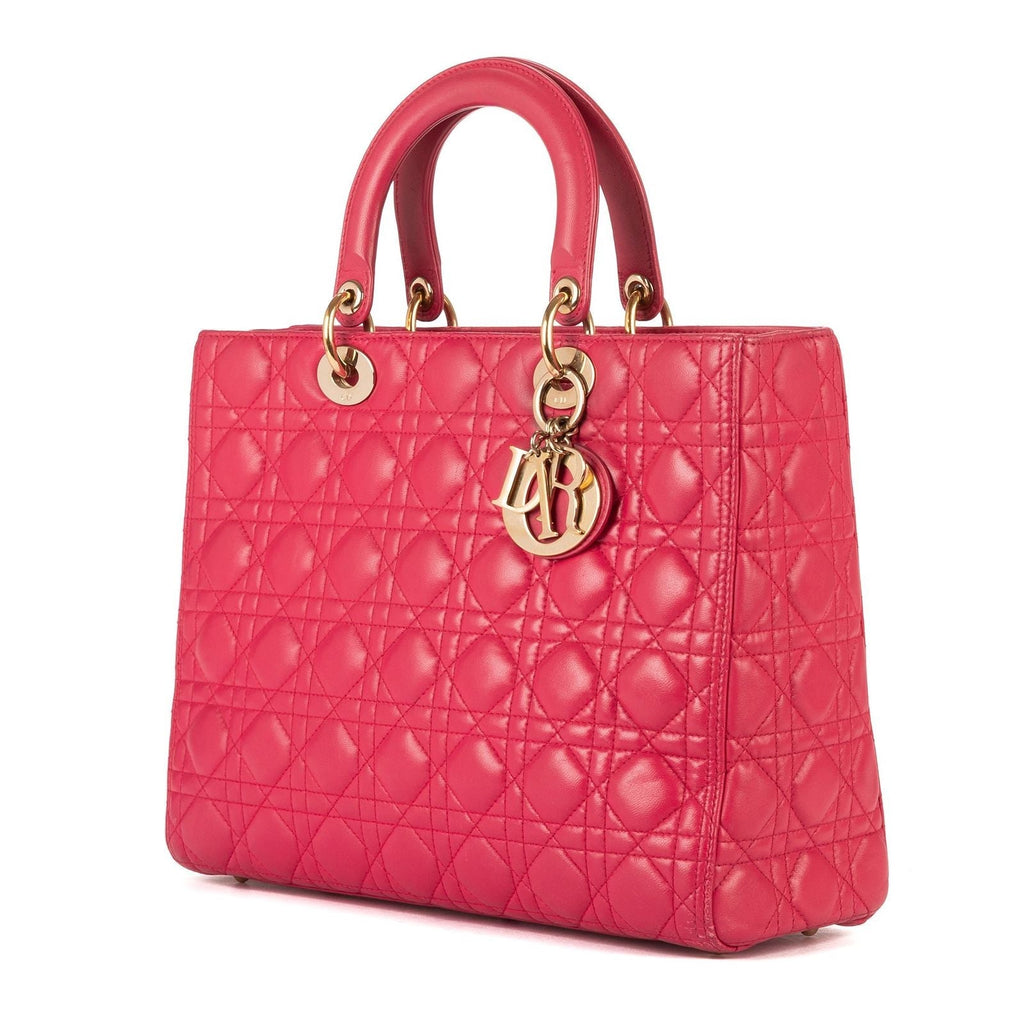 Dior Lady Dior Pink Cannage Leather Handbag