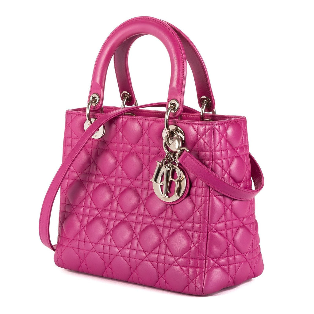 Dior Lady Dior Fuchsia Cannage Quilt Handbag