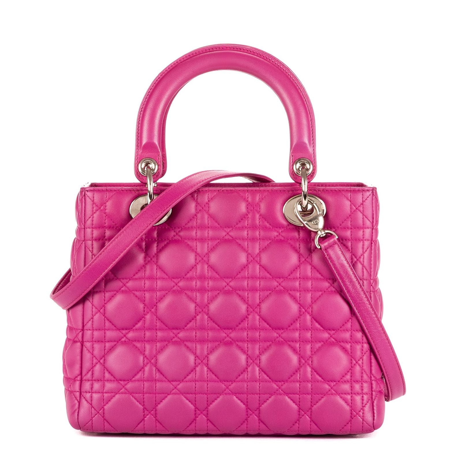 Dior Lady Dior Fuchsia Cannage Quilt Handbag