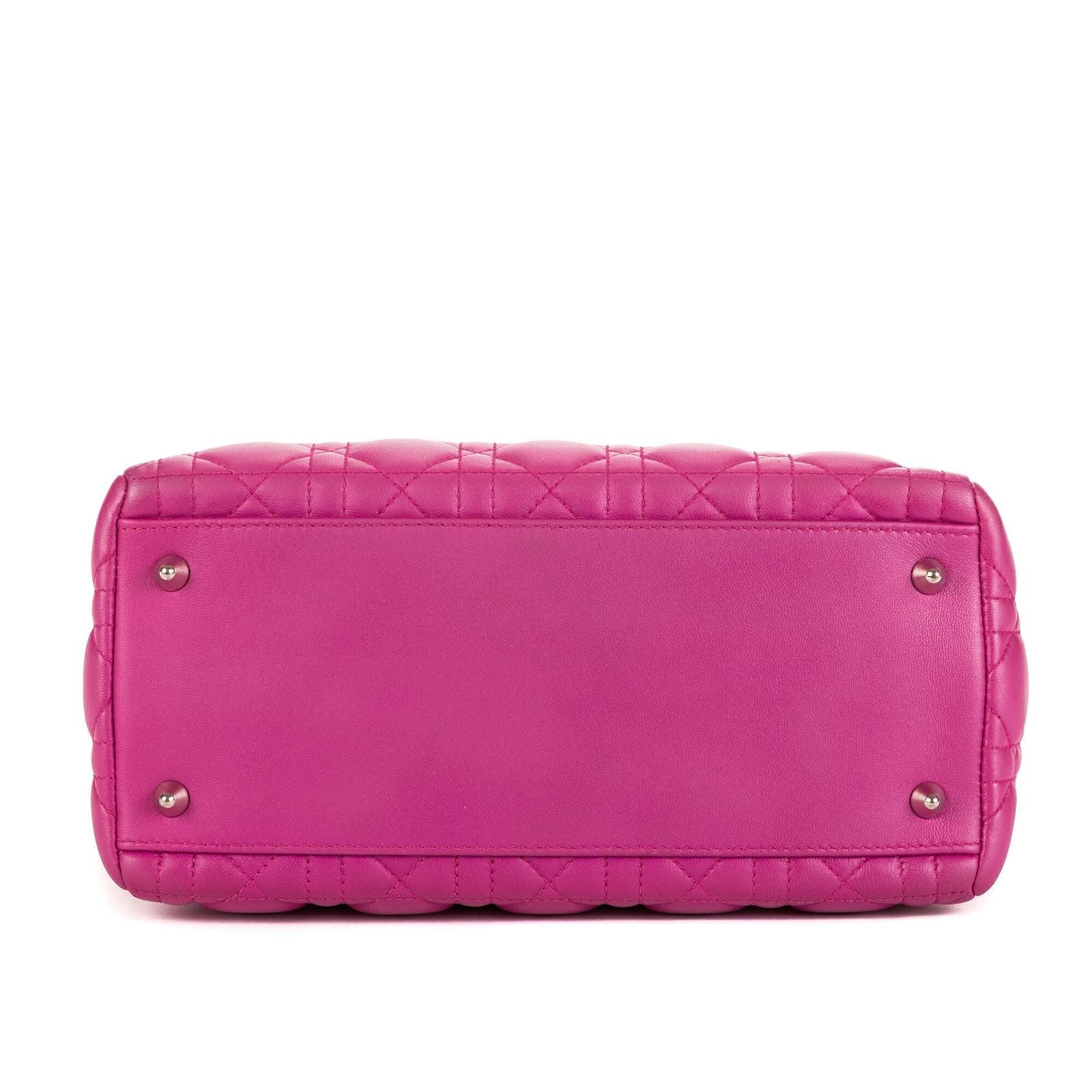 Dior Lady Dior Fuchsia Cannage Quilt Handbag