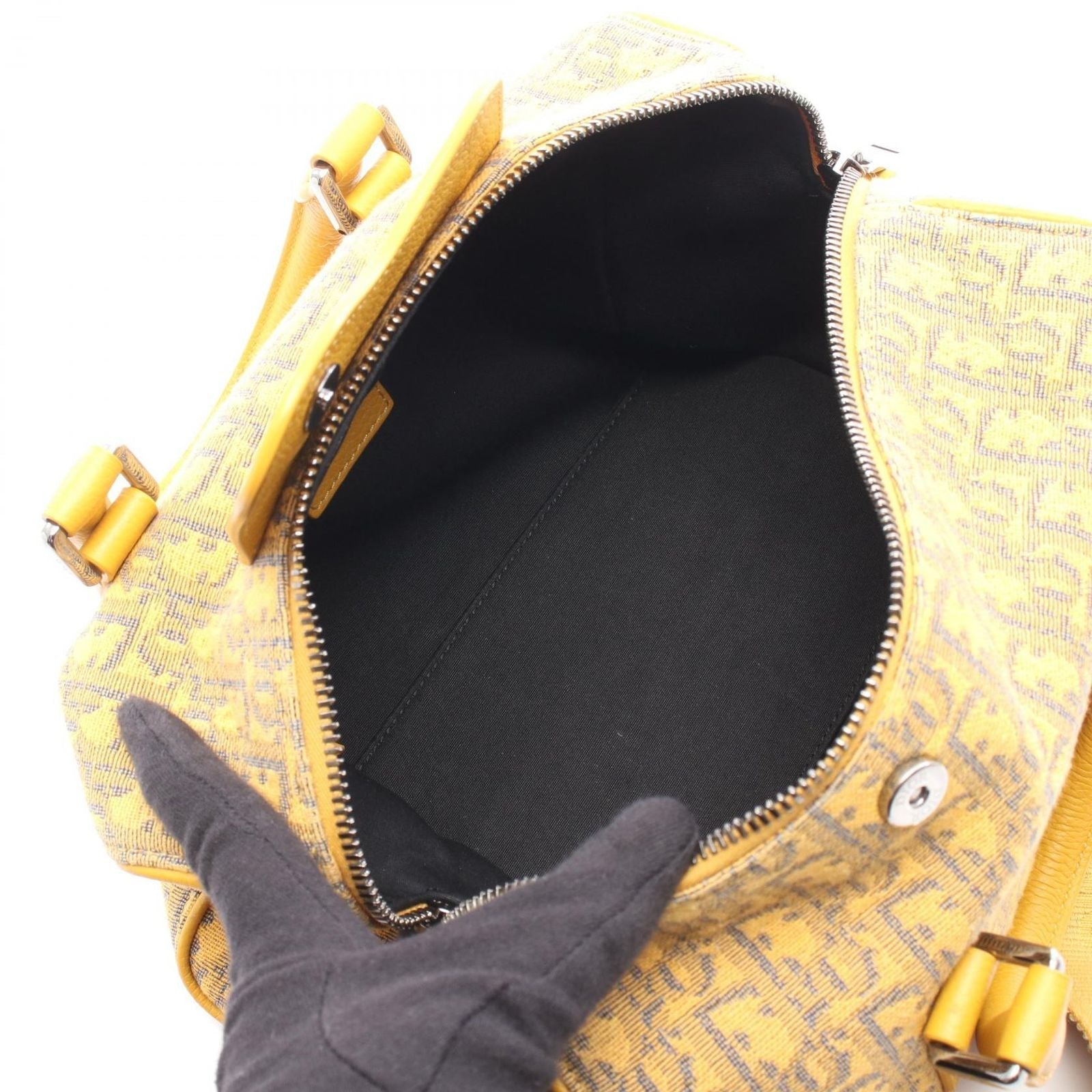 Dior Handbag Rango 26 Oblique 2-Way Yellow Canvas Leather