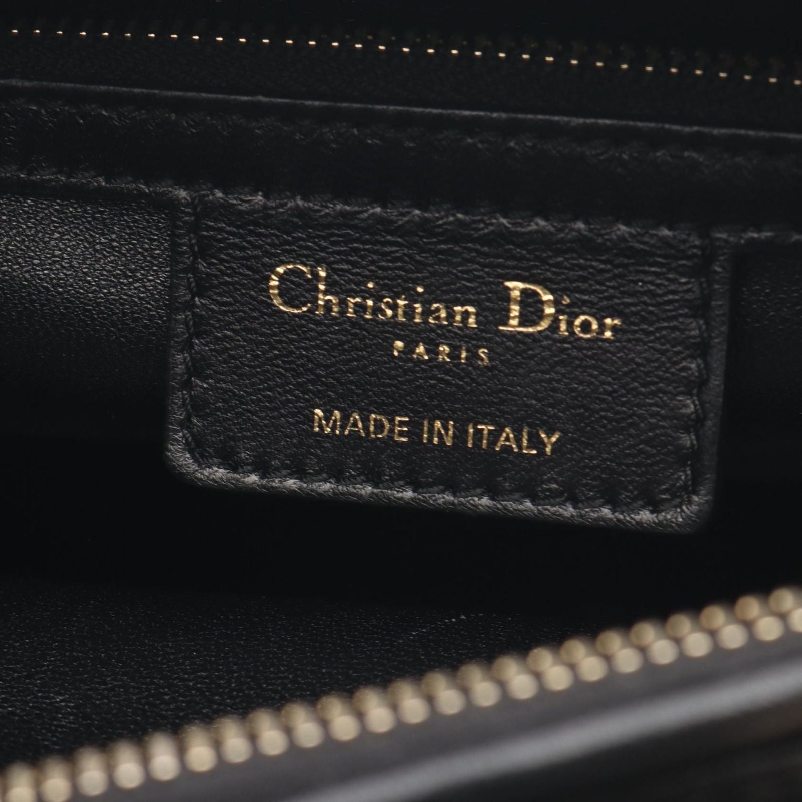 Dior Handbag Lady Dior Cannage Faux Pearl 2-Way Black Leather Tote