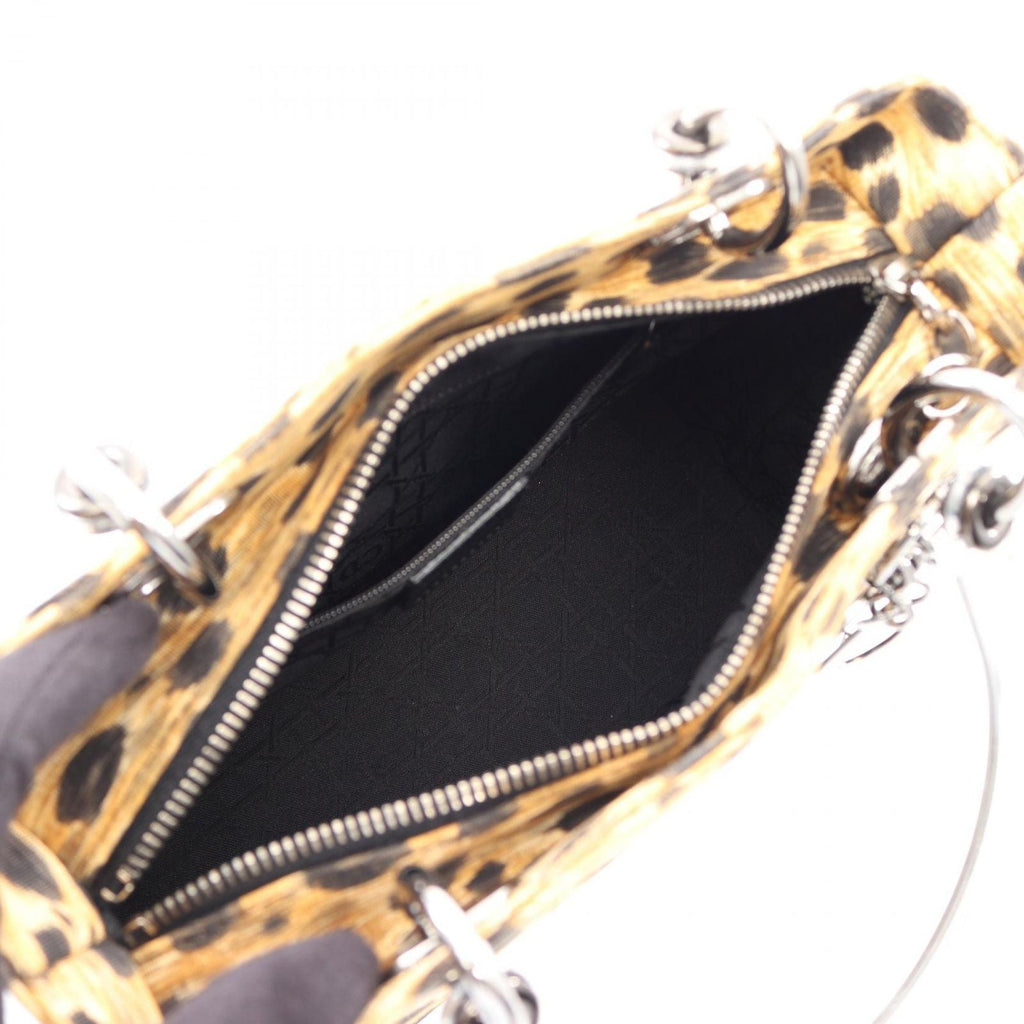 Dior Handbag Lady Dior Leopard 2-Way Brown Black Canvas Lady Dior Tote