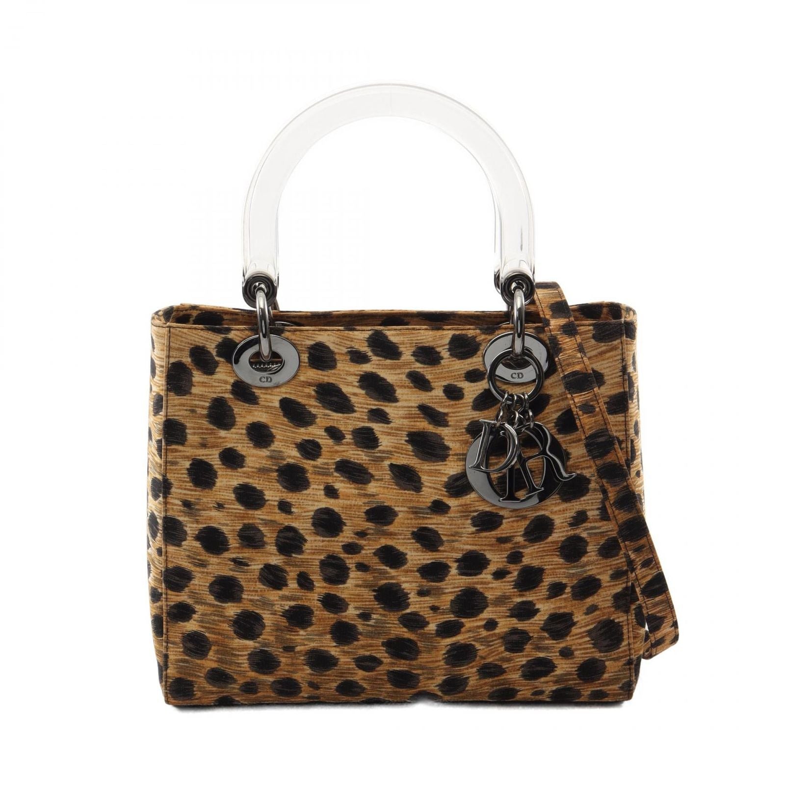Dior Handbag Lady Dior Leopard 2-Way Brown Black Canvas Lady Dior Tote