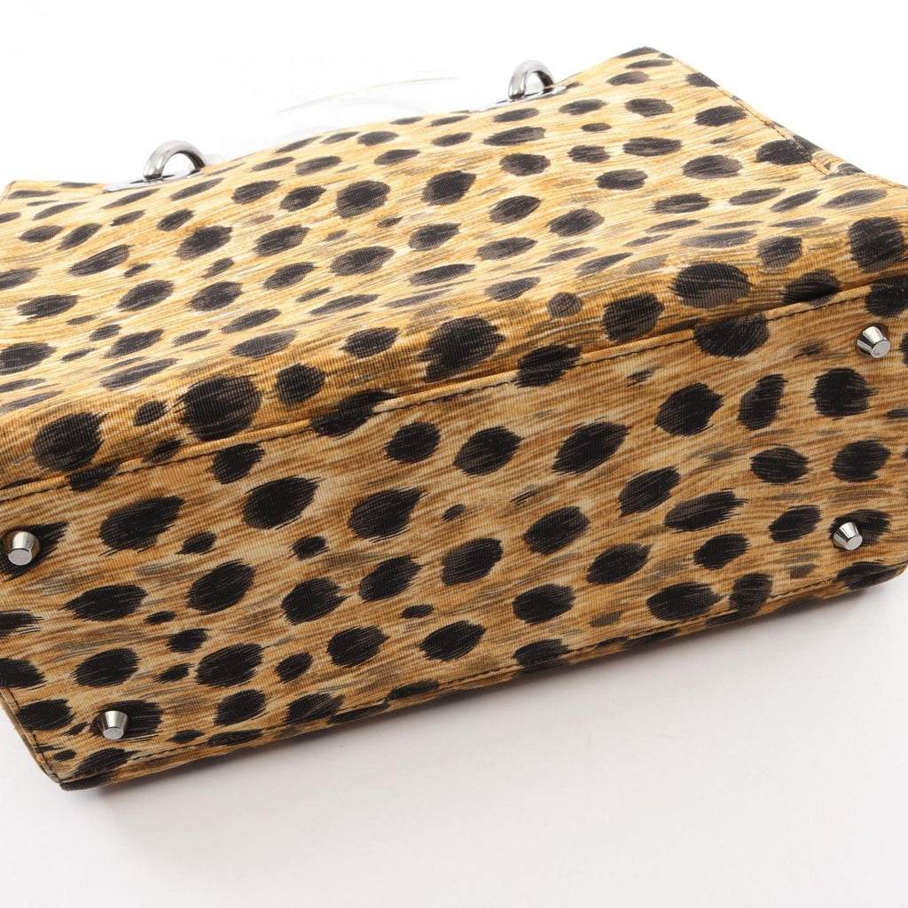 Dior Handbag Lady Dior Leopard 2-Way Brown Black Canvas Lady Dior Tote