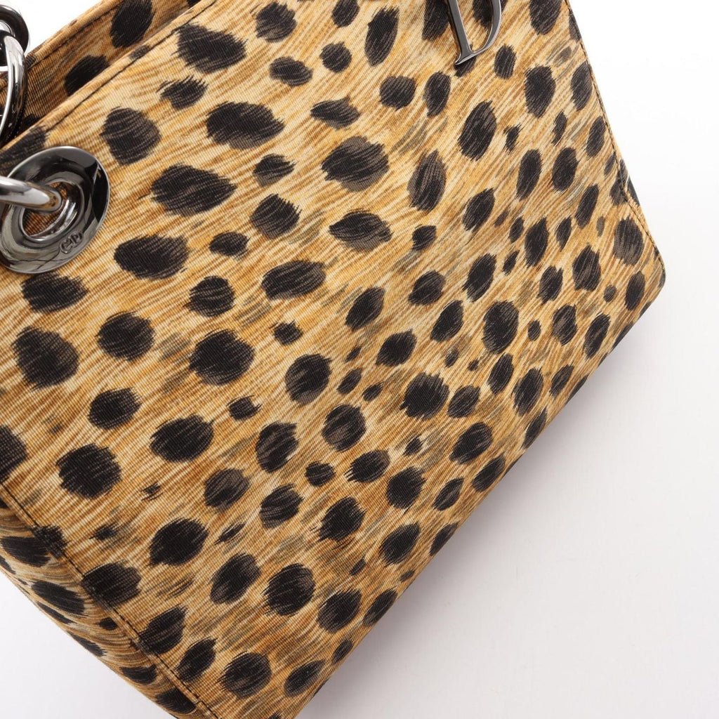 Dior Handbag Lady Dior Leopard 2-Way Brown Black Canvas Lady Dior Tote