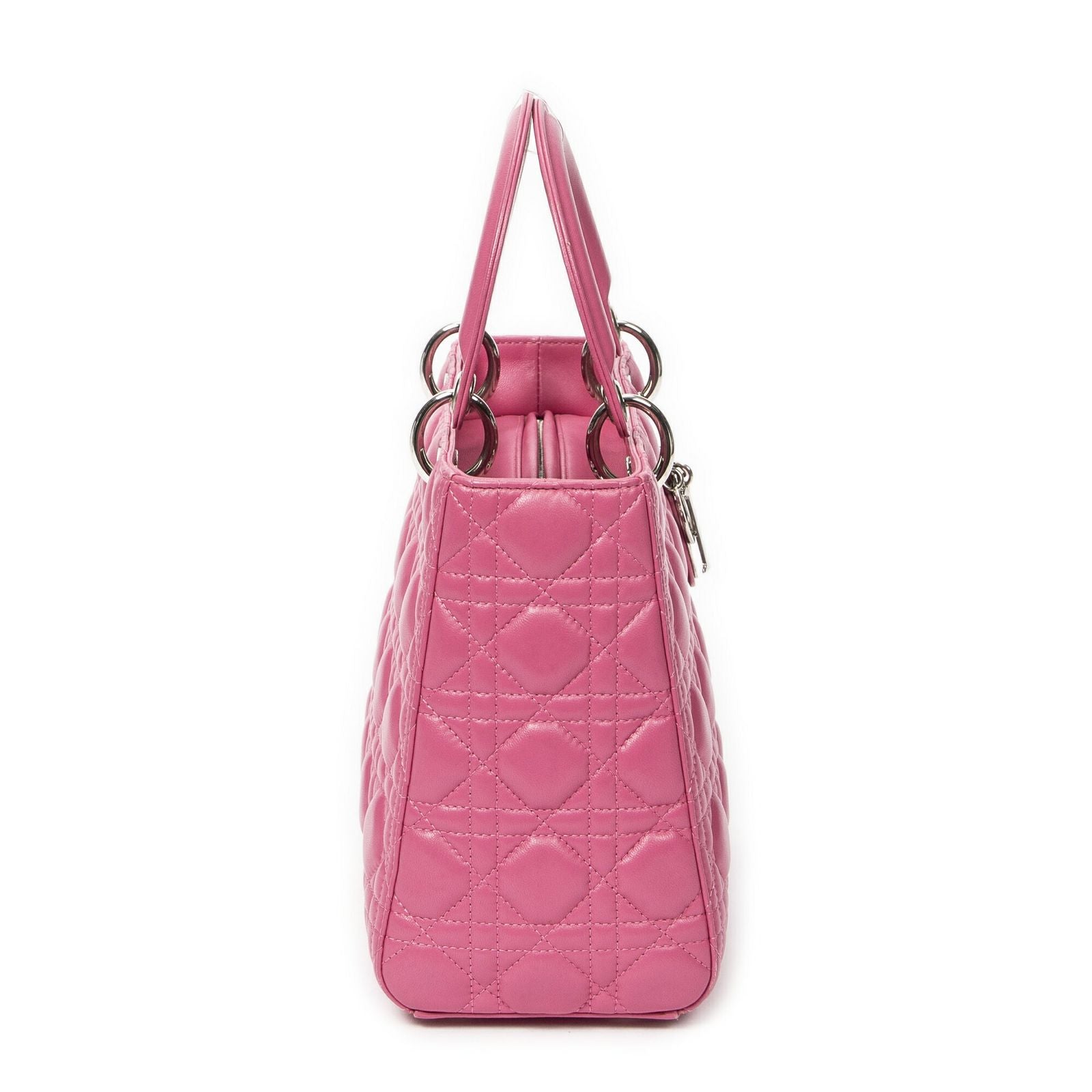 Dior Lady Dior Zip Pink Kanji Lambskin Leather Handbag