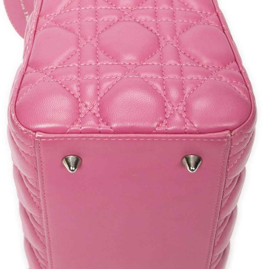 Dior Lady Dior Zip Pink Kanji Lambskin Leather Handbag