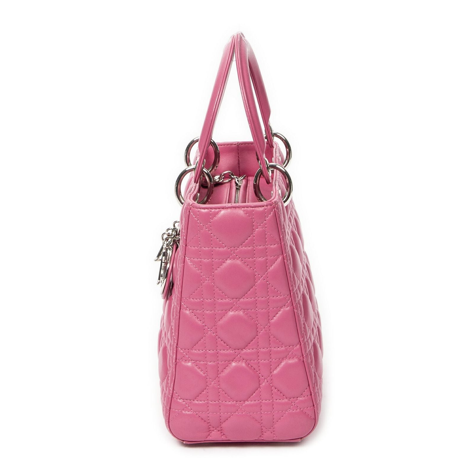 Dior Lady Dior Zip Pink Kanji Lambskin Leather Handbag