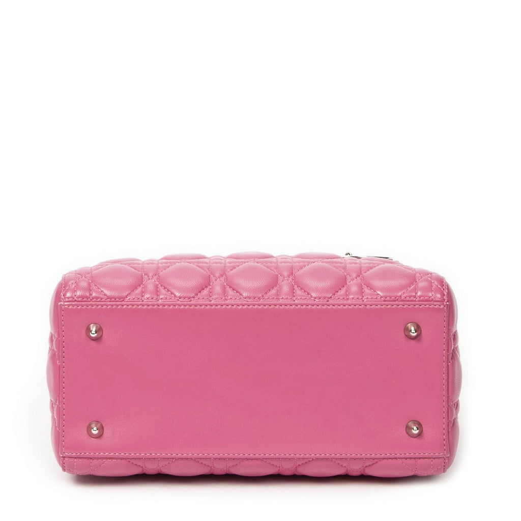 Dior Lady Dior Zip Pink Kanji Lambskin Leather Handbag
